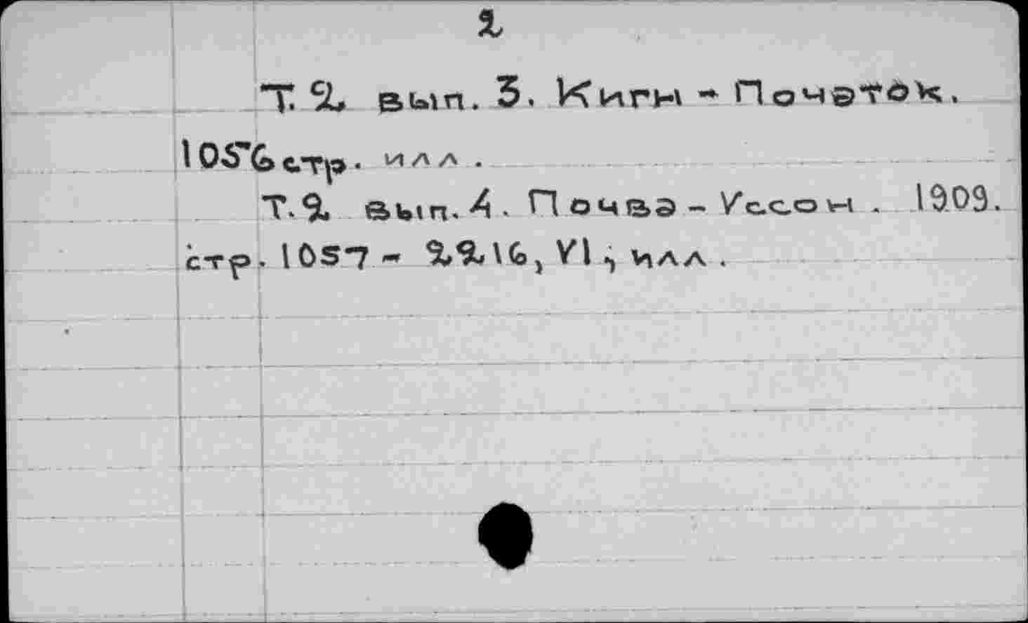 ﻿T % вып. 3. Кигн * Почэтон,
I 06 G СТр • и А А .
Т. Э* вмп. А - П о ч вэ - /с.с,о V4 . 1909. стр , 1ÔS-7 -	VI , ЧАЛ .